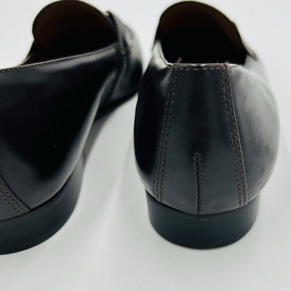 Lauren Ralph Lauren LRL 6.5B Dark Brown Leather Loafers Slip-on Silver Buckle - Picture 10 of 13